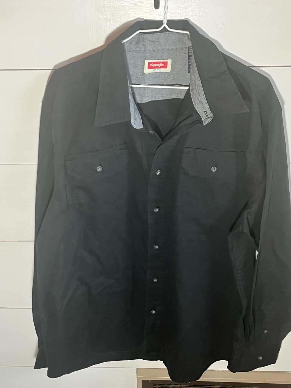 Wrangler Black Twill Button-Up Shirt